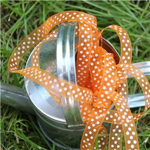 Organza Swiss Dot Ribbon - Torrid Orange/White